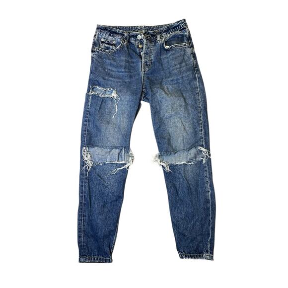 Topshop Light Wash Distressed Moto Ankle Skinny Jeans Size 25” Waist, High Rise - Picture 1 of 4
